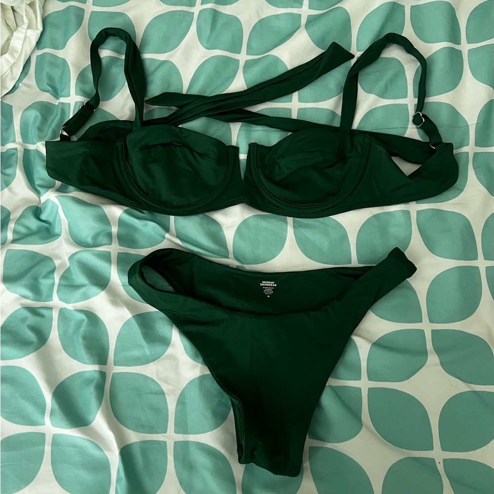 Monday Swimwear Dark Green clovelly Bikini Set